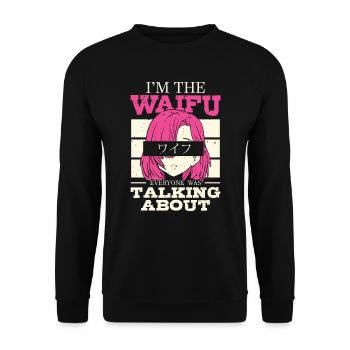 Ich Bin Der Waifu | Anime-liebhaber | Otaku Shirt - Unisex Pullover - Schwarz - Vorne - Alina (178cm) & Michal (187cm)