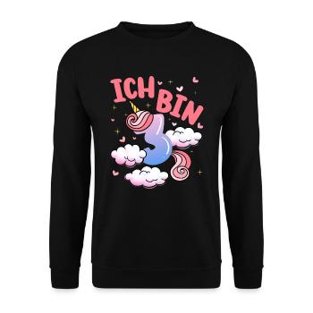 Ich Bin 3 Jahre Alt | Einhorn Thema | 3. - Unisex Pullover - Schwarz - Vorne - Alina (178cm) & Michal (187cm)