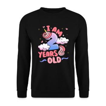 I am 2 years old | Unicorn theme | 2nd - Unisex Sweatshirt - black - Front - Alina (178cm) & Michal (187cm)