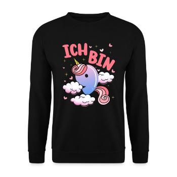 Ich Bin 9 Jahre Alt | Einhorn-thema | 9. - Unisex Pullover - Schwarz - Vorne - Alina (178cm) & Michal (187cm)