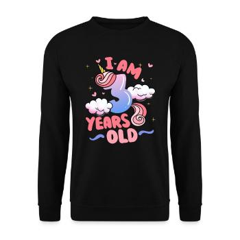 I am 3 years old | Unicorn Theme | 3. - Unisex Sweatshirt - black - Front - Alina (178cm) & Michal (187cm)