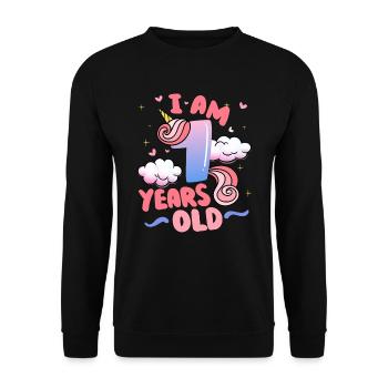 Ich Bin 10 Jahre Alt | Einhorn-thema | 7. - Unisex Pullover - Schwarz - Vorne - Alina (178cm) & Michal (187cm)