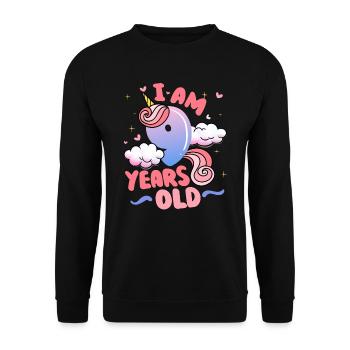 Ich Bin 9 Jahre Alt | Einhorn-thema | 9. - Unisex Pullover - Schwarz - Vorne - Alina (178cm) & Michal (187cm)