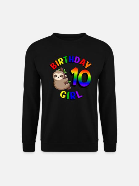 Geburtstag 10 Mädchen Niedliches Baby Faultier - Unisex Pullover - Schwarz