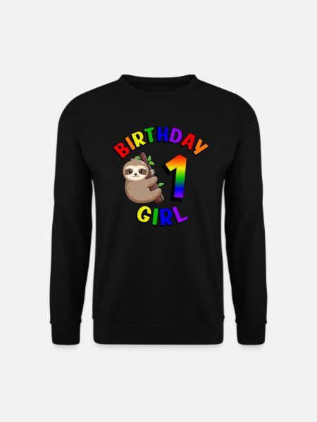 Geburtstag 1 Mädchen Niedliches Baby Faultier - Unisex Pullover - Schwarz