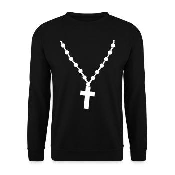 Pendant with a Christian cross, faith in god - Unisex Sweatshirt - black - Front - Alina (178cm) & Michal (187cm)