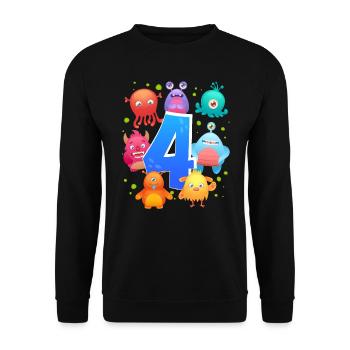 4. Geburtstag | Monster Geburtstag | Monster - Unisex Pullover - Schwarz - Vorne - Alina (178cm) & Michal (187cm)
