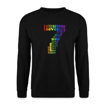 Seven 7th Birthday | Coldorful Words Themed - Unisex Pullover - Schwarz - Vorne - Alina (178cm) & Michal (187cm)