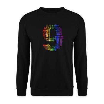 Nine 9th Birthday | Coldorful Words Themed - Unisex Pullover - Schwarz - Vorne - Alina (178cm) & Michal (187cm)