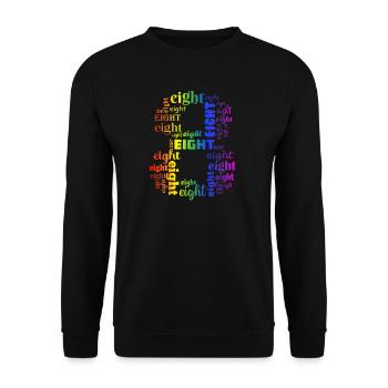 Acht 8. Geburtstag | Coldorful Wörter Thema - Unisex Pullover - Schwarz - Vorne - Alina (178cm) & Michal (187cm)