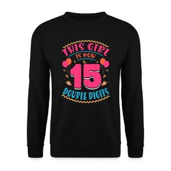 This Girl Is Now 15 | Cupcake Themed - Unisex Sweatshirt - black - Front - Alina (178cm) & Michal (187cm)