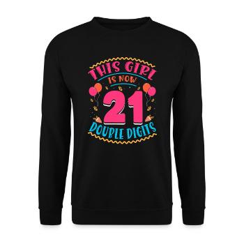 This Girl Is Now 21 | Cupcake Themed - Unisex Sweatshirt - black - Front - Alina (178cm) & Michal (187cm)