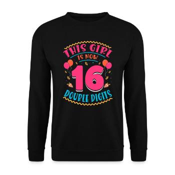 Cette fille a maintenant 16 | Thème Cupcake - Sweat-shirt Unisexe - noir - Devant - Alina (178cm) & Michal (187cm)