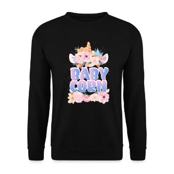 | de maïs pour bébé Mignon | Licorne Chemise Licorne | Fille - Sweat-shirt Unisexe - noir - Devant - Alina (178cm) & Michal (187cm)