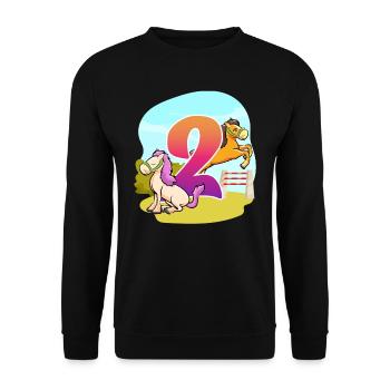 2nd Birthday Riding Horse-themed Two Party - Unisex Sweatshirt - black - Front - Alina (178cm) & Michal (187cm)