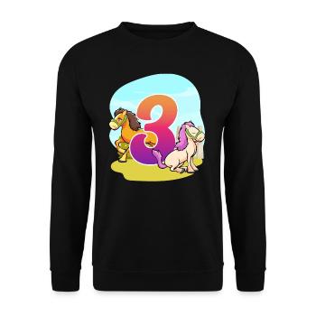 3rd Birthday Riding Horse Theme Three Party - Unisex Sweatshirt - black - Front - Alina (178cm) & Michal (187cm)