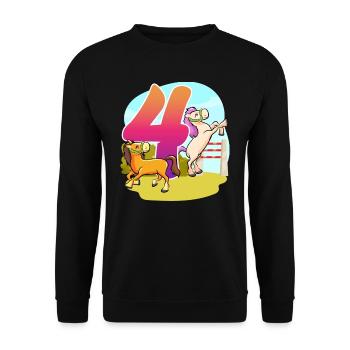 4th Birthday Riding Horse Theme Four Party - Unisex Sweatshirt - black - Front - Alina (178cm) & Michal (187cm)