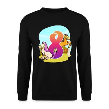 8th Birthday Riding Riding Theme Eight Party - Unisex Sweatshirt - black - Front - Alina (178cm) & Michal (187cm)