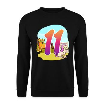 11. Geburtstag Reiten Pferde-thema Eleven Party - Unisex Pullover - Schwarz - Vorne - Alina (178cm) & Michal (187cm)