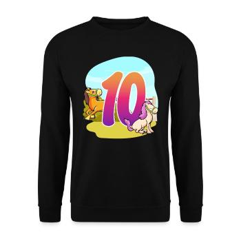 10th Birthday Riding Horse Theme Ten Party - Unisex Sweatshirt - black - Front - Alina (178cm) & Michal (187cm)