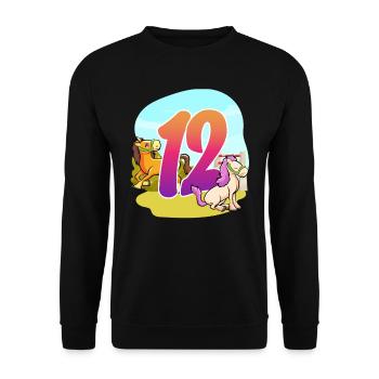 12ème anniversaire Équitation Cheval Thème Douze Fête - Sweat-shirt Unisexe - noir - Devant - Alina (178cm) & Michal (187cm)