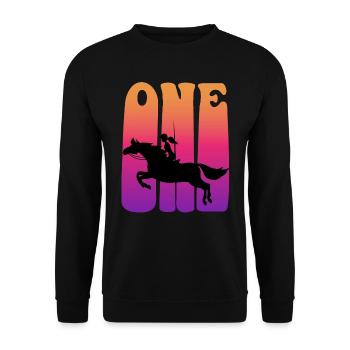 Girl riding, I am 1 year old, children 1. - Unisex Sweatshirt - black - Front - Alina (178cm) & Michal (187cm)
