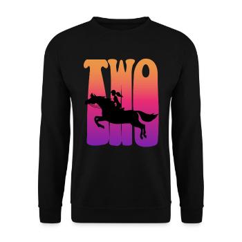 Girl riding, I am 2 years old, children 2. - Unisex Sweatshirt - black - Front - Alina (178cm) & Michal (187cm)