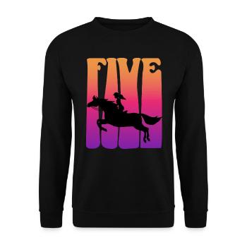 Girl riding, I am 5 years old, children 5. - Unisex Sweatshirt - black - Front - Alina (178cm) & Michal (187cm)