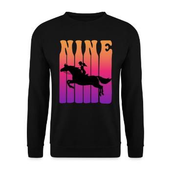 Girl riding, I am 9 years old, children 9. - Unisex Sweatshirt - black - Front - Alina (178cm) & Michal (187cm)
