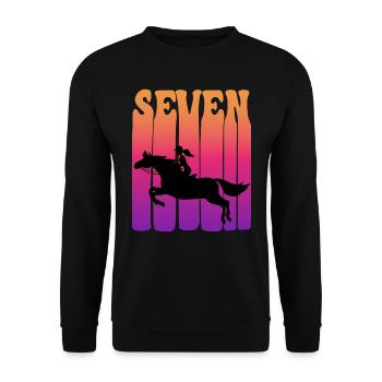 Girl riding, I am 7 years old, children 7. - Unisex Sweatshirt - black - Front - Alina (178cm) & Michal (187cm)