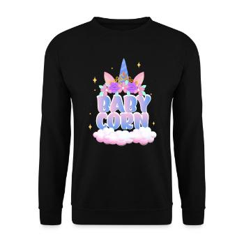 Baby Corn | Cute Unicorn | Unicorn Shirt | Girl - Unisex Sweatshirt - black - Front - Alina (178cm) & Michal (187cm)