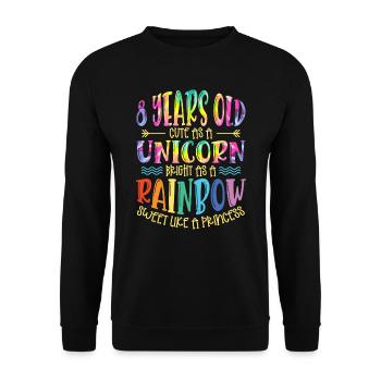 8 Jahre Alt Niedlich Wie Ein Einhorn Hell Wie Ein - Unisex Pullover - Schwarz - Vorne - Alina (178cm) & Michal (187cm)