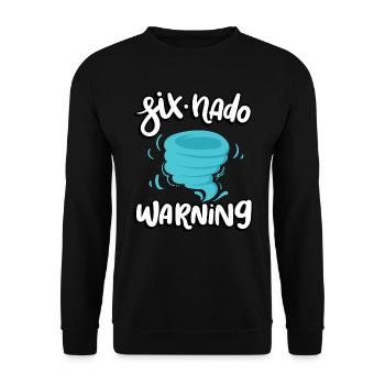 Six-nado Warning 5th Birthday | Tornado - Unisex Sweatshirt - black - Front - Alina (178cm) & Michal (187cm)