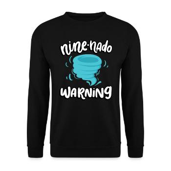 Nine-nado Warning 9th Birthday | Tornado - Unisex Sweatshirt - black - Front - Alina (178cm) & Michal (187cm)