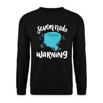 Seven-nado Warning 7th Birthday | Tornado - Unisex Sweatshirt - black - Front - Alina (178cm) & Michal (187cm)