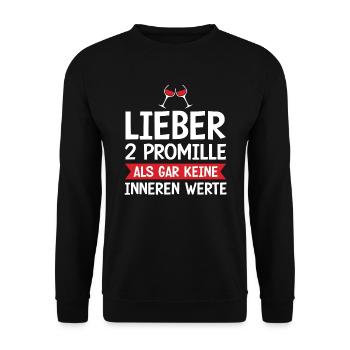 Lieber 2 Promille Als Gar Keine Inneren Werte | - Unisex Pullover - Schwarz - Vorne - Alina (178cm) & Michal (187cm)