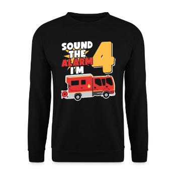 Sound The Alarm I'm 4 | Firefighter Topic - Unisex Sweatshirt - black - Front - Alina (178cm) & Michal (187cm)