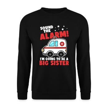 Appuyez sur l’alarme, je vais être une sœur | Fratrie - Sweat-shirt Unisexe - noir - Devant - Alina (178cm) & Michal (187cm)