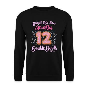 Donut Lose Your Sprinkles 12th Birthday | Beignet - Sweat-shirt Unisexe - noir - Devant - Alina (178cm) & Michal (187cm)