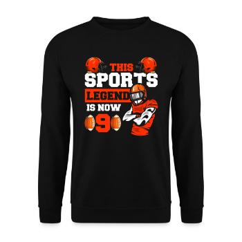 Diese Sportlegende Ist Jetzt 9, Rugby Football 9. - Unisex Pullover - Schwarz - Vorne - Alina (178cm) & Michal (187cm)