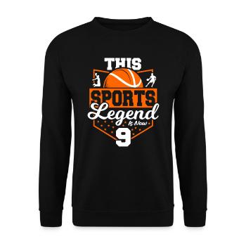 Cette légende sportive a maintenant 9 ans, jeu de basket-ball - Sweat-shirt Unisexe - noir - Devant - Alina (178cm) & Michal (187cm)