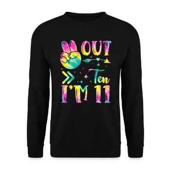 Peace Out Ten J’ai 11 ans Tie Dye Anniversaire - Sweat-shirt Unisexe - noir - Devant - Alina (178cm) & Michal (187cm)