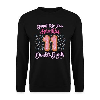 Donut Lose Your Sprinkles 11. Geburtstag | Donut - Unisex Pullover - Schwarz - Vorne - Alina (178cm) & Michal (187cm)
