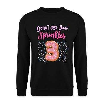 Donut Lose Your Sprinkles 3. Geburtstag | Donut - Unisex Pullover - Schwarz - Vorne - Alina (178cm) & Michal (187cm)