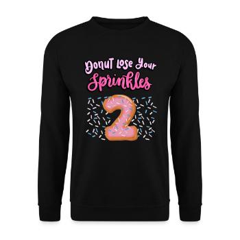 Donut Lose Your Sprinkles 2nd Birthday | Beignet - Sweat-shirt Unisexe - noir - Devant - Alina (178cm) & Michal (187cm)