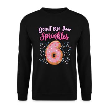 Donut Lose Your Sprinkles 6th Birthday | Beignet - Sweat-shirt Unisexe - noir - Devant - Alina (178cm) & Michal (187cm)
