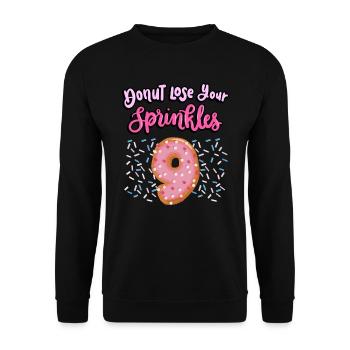 Donut Lose Your Sprinkles 9. Geburtstag | Donut - Unisex Pullover - Schwarz - Vorne - Alina (178cm) & Michal (187cm)