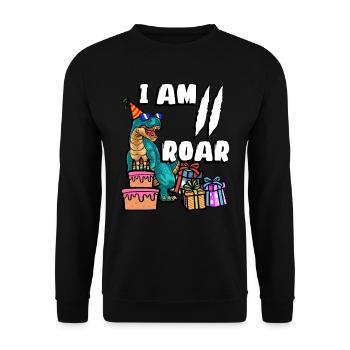 Je suis 2 Roar | Chemise d’anniversaire de dinosaure | - Sweat-shirt Unisexe - noir - Devant - Alina (178cm) & Michal (187cm)