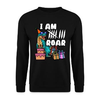 Je suis 8 Roars | Chemise d’anniversaire de dinosaure - Sweat-shirt Unisexe - noir - Devant - Alina (178cm) & Michal (187cm)