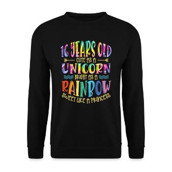 16 Jahre Alt Niedlich Wie Ein Einhorn Hell Wie - Unisex Pullover - Schwarz - Vorne - Alina (178cm) & Michal (187cm)